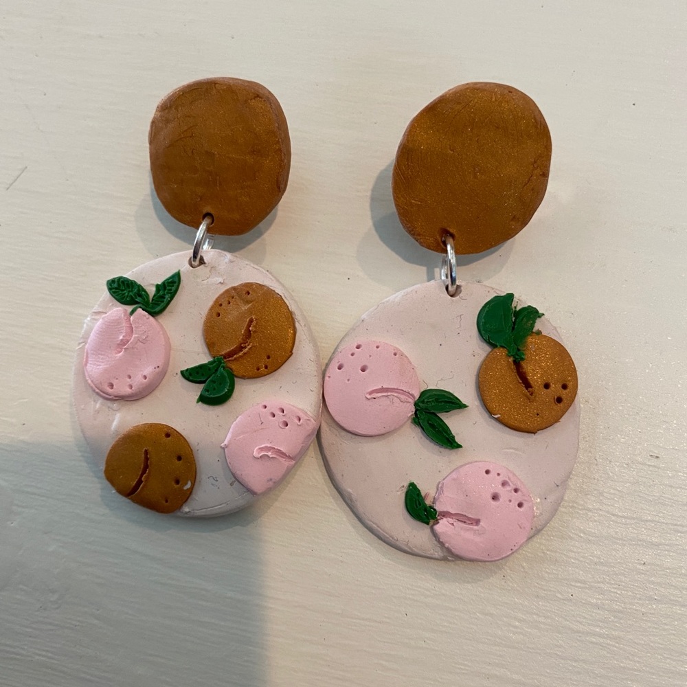 Peaches clay earrings